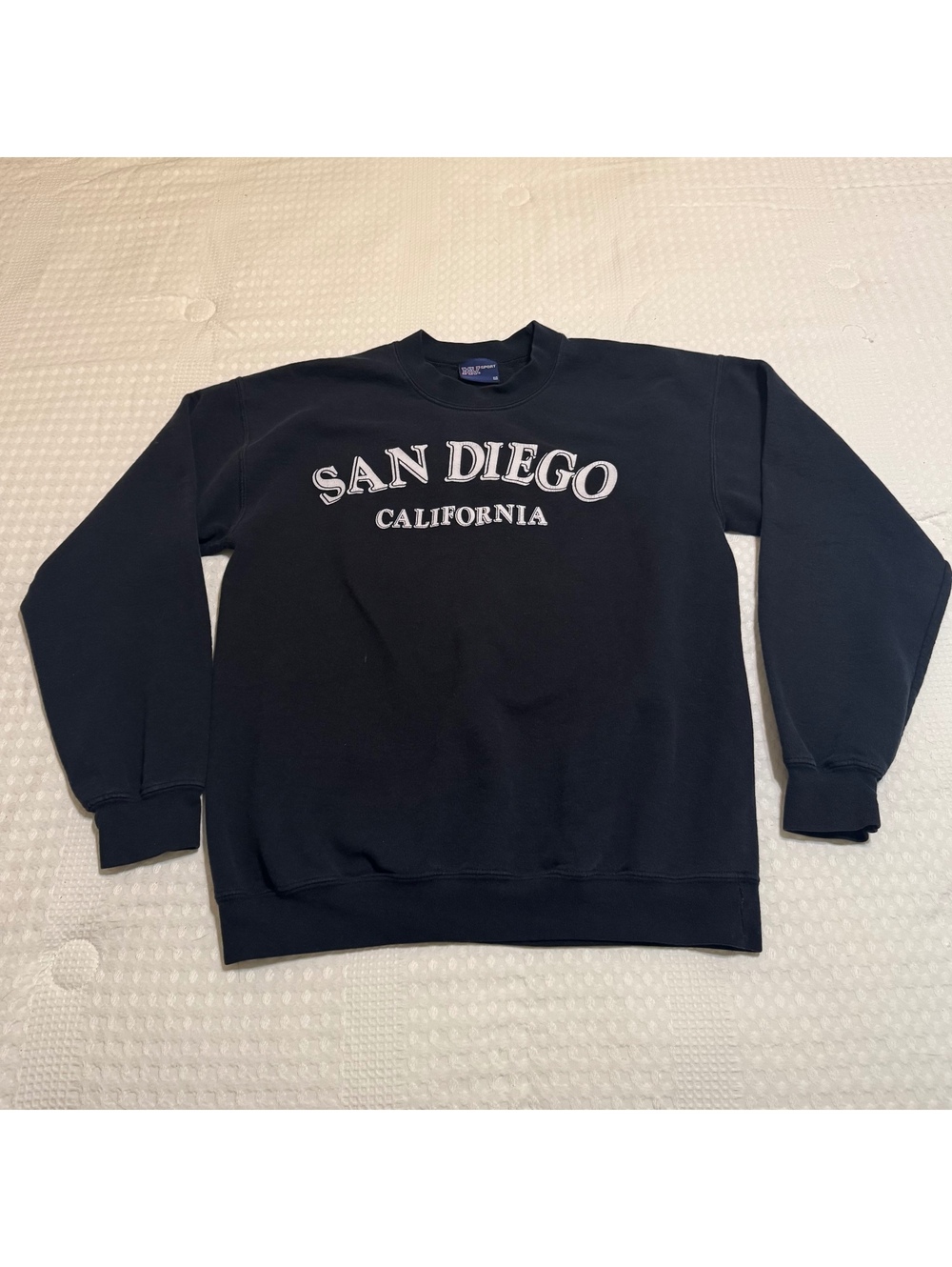 San Diego California Crewneck Sweatshirt Black Y2K Coastal Medium